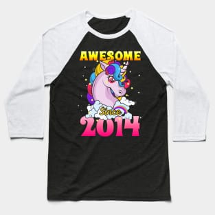 Funny Awesome Unicorn Since 2014 Cute Gift Baseball T-Shirt